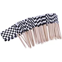 ULTNICE Paquete de 100 selecciones de Bandera de Carreras Bandera a Cuadros Palillos de Dientes Palitos de Aperitivo…